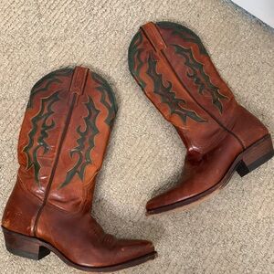 Boulet Leather Cowboy Boots Western Ranch Boho Festival size 6 Brown